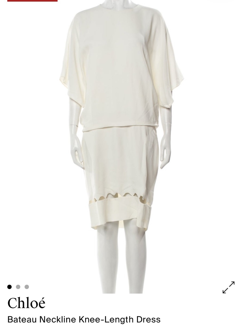 Cream Knee-Length Skirt - Elegant Scalloped Hem